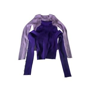 SHEIN Purple & Lilac Ribbed Turtleneck Sweater Set Pearl Button Detail Size XS/S